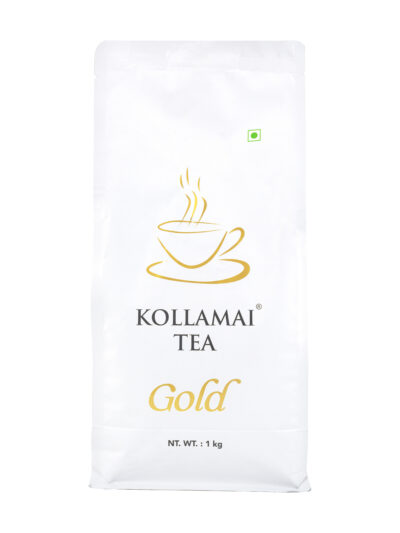 kollamai gold ctc tea assam white packet on white background
