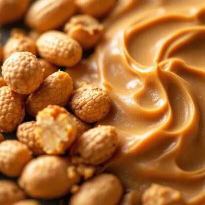 Peanut being crushed to make peanut butter
